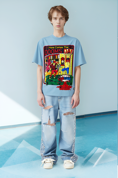 Dooms Day Graphic Print Oversized Boxy Fit T-shirt