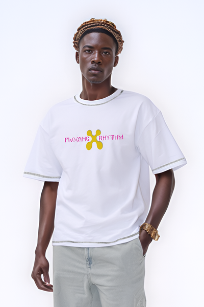 Clubbers Contrast Stitch PUFF printed oversized unisex tee