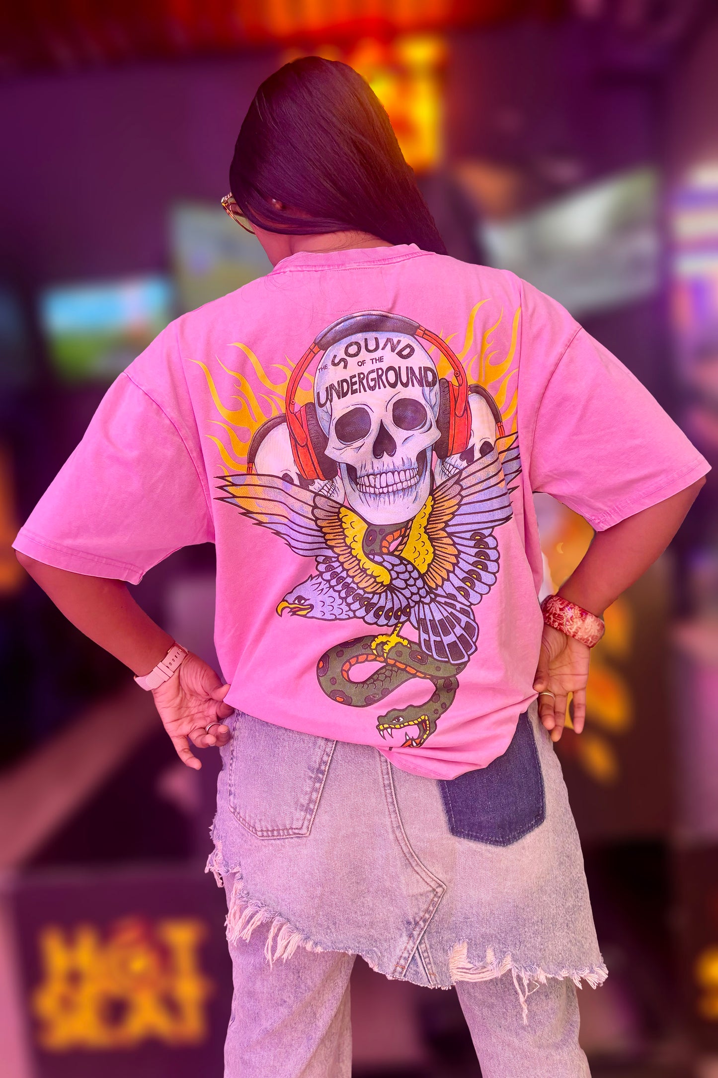 Pink stone washed unisex tee