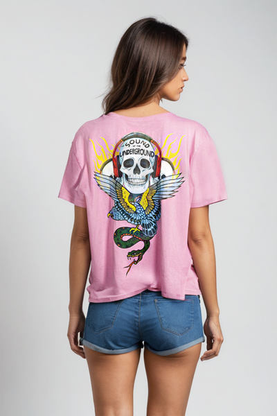 Pink stone washed unisex tee