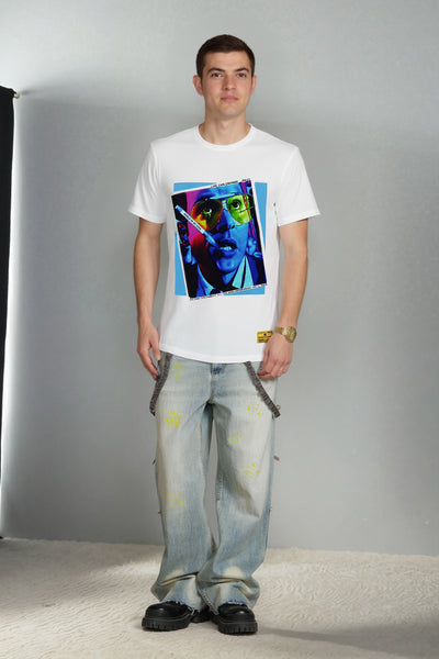 World in my eyes pixel print white tee